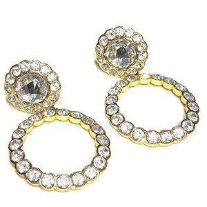 Dazzling Authentic Vintage Christian Dior Full Crystal Hoop Earrings. MInt Cond.